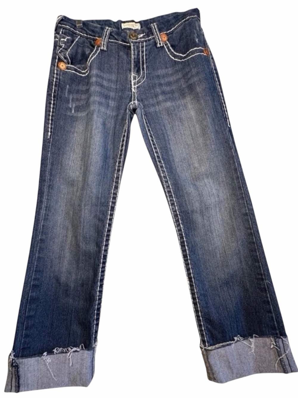 True Religion World Tour USA Low Rise Cuffed Jeans Y2K Size 28